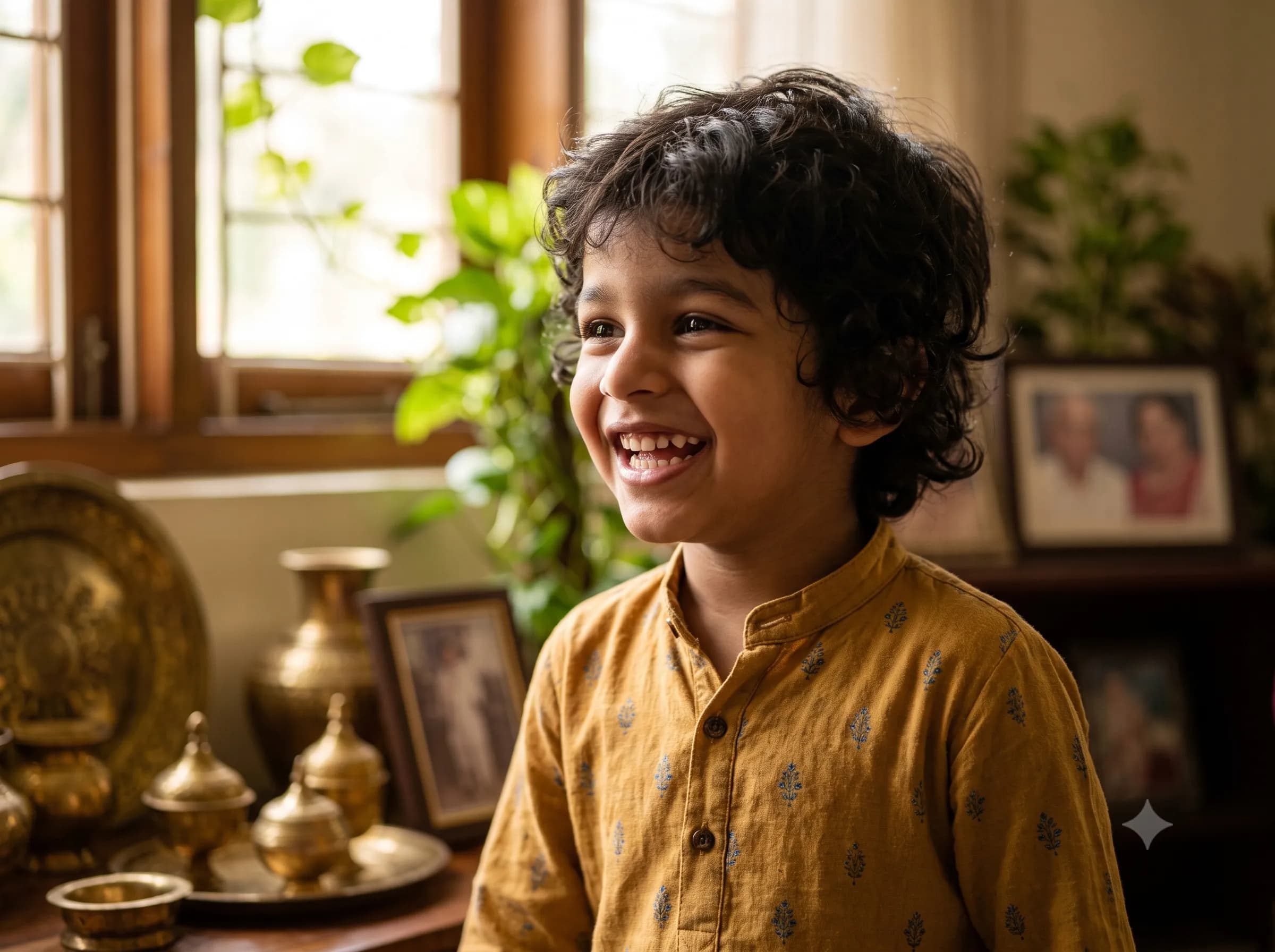 Joyful Indian toddler playing and walking